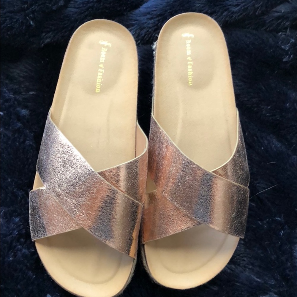 Rose gold platform sandals
